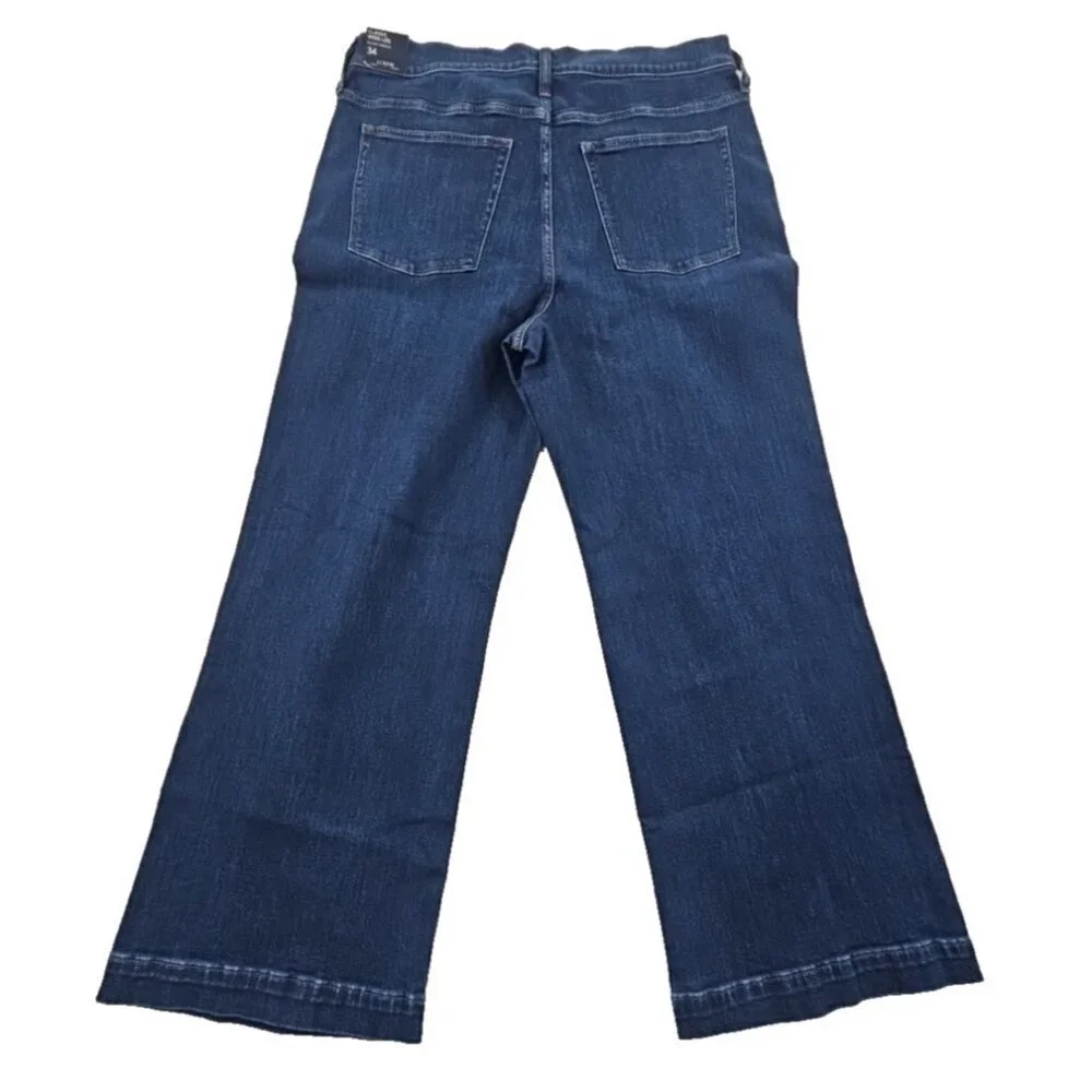 J. Crew Classic Wide-Leg Jeans Women's 34 (W37 x L30) Dark Wash NEW NWT Stretch - Picture 2 of 16